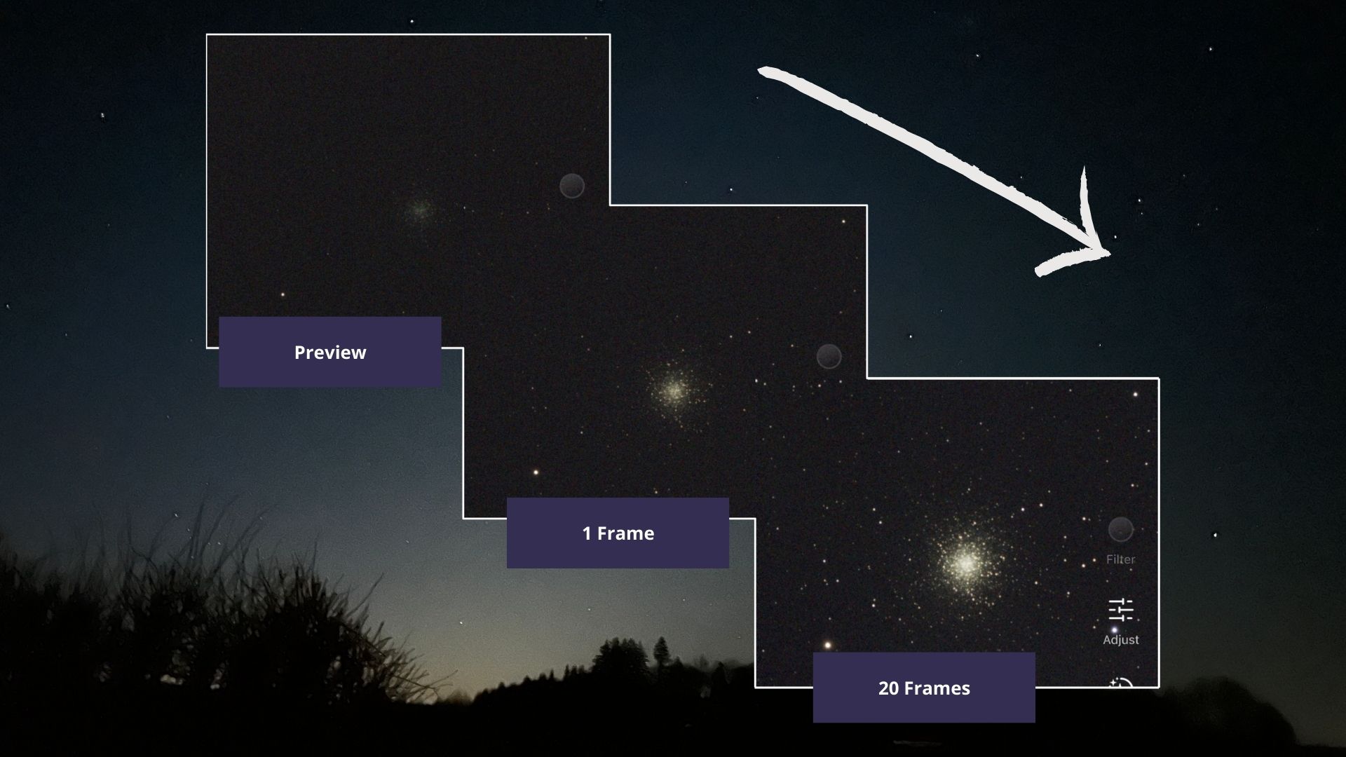 Der Stacking-Prozess: So wird das Bild immer deutlicher sichtbar 
