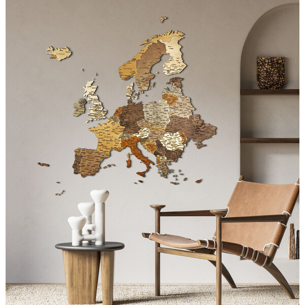 Abraham Wood Decor Kontinentkarte Europa Puzzle aus Holz (110x108cm)