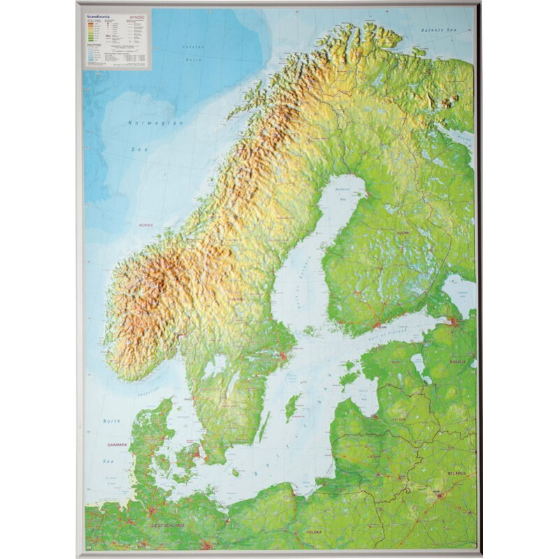 Georelief Regional-Karte Skandinavien (58 x 76 cm)