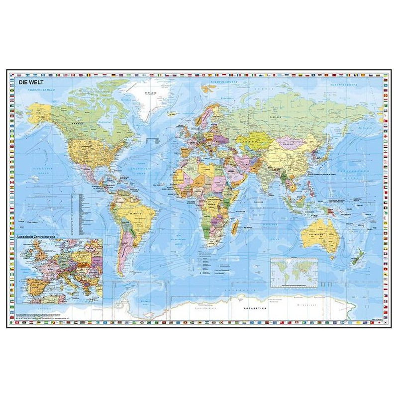 Stiefel Duo Schreibunterlage Weltkarte mit Ausschnitt Zentraleuropa/ Weltkarte physisch