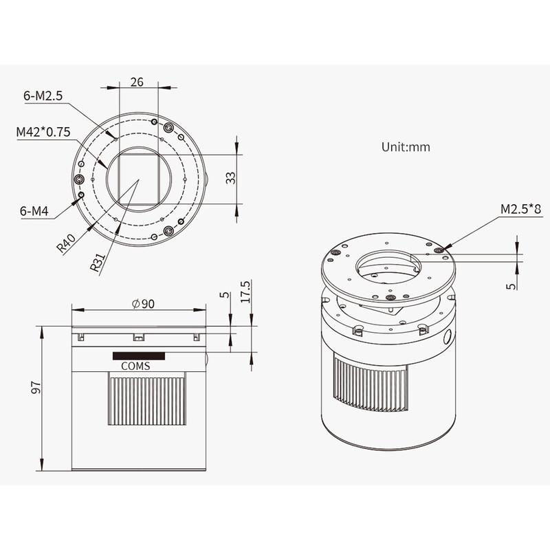 ZWO Kamera ASI 2600 MC Pro Color