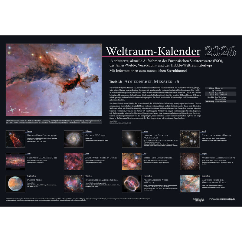 Astronomie-Verlag Weltraum-Kalender 2026